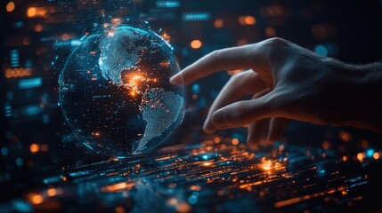 Wall Mural - a person is holding a globe with a lot of lights on it.