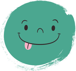 Canvas Print - Smiley Face Circle Doodle Showing Tongue