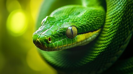 Wall Mural - close up of a green snake