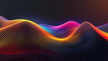 Sticker - A colorful wave pattern on a dark background. AI.