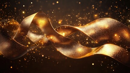 Poster - Golden ribbon with sparkle. Perfect for luxury, celebration, and festive designs.