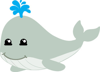 cute whale cartoon, sea animal