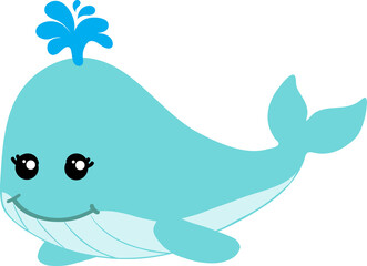 cute whale cartoon, sea animal