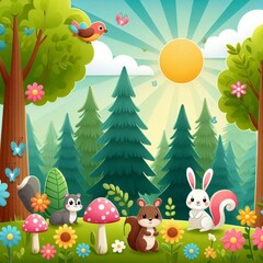 nature background in cartoon style