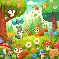 nature background in cartoon style