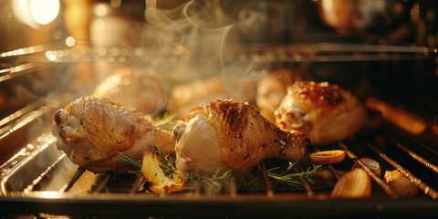 Wall Mural - Crispy Roasted Chicken Thigh from the Oven