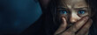 © Bettina - Child abuse, a man's hand covering the mouth of a scared girl. Child violence. Kidnapping