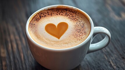 Close up cup of coffee with a heart shape latte art cafe shop morning drink breakfast