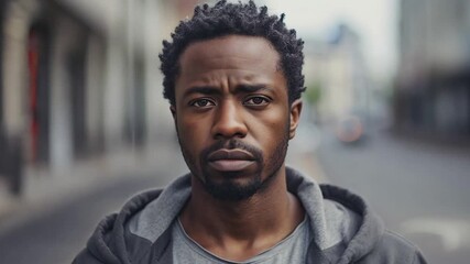 Canvas Print - Man serious face standing on a street