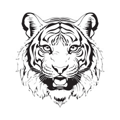 Wall Mural - line art tiger on white background. sketch style. Vector graphic icon animal.