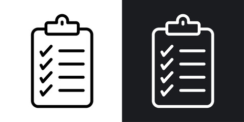 Checklist vector icon set in black and white color.