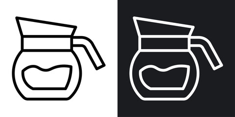 Wall Mural - Coffee pot vector icon set in black and white color.