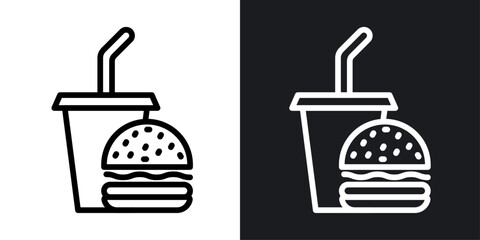 Wall Mural - Fast food vector icon set in black and white color.