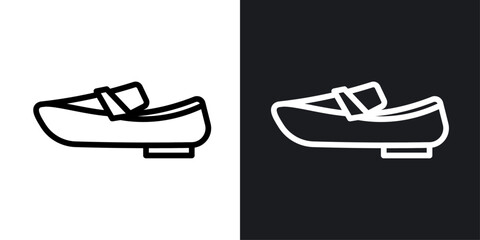 Wall Mural - Loafer shoes vector icon set in black and white color.