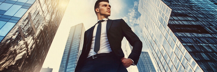 Wall Mural - Well-groomed business young man in full height