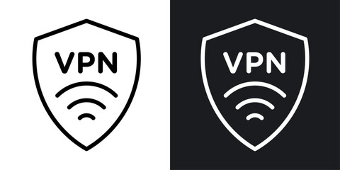 Wall Mural - Virtual private network vector icon set in black and white color.