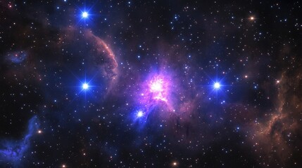 Purple and blue stars in a space background