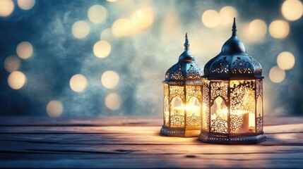 Ramadan Kareem Islamic backgrounds adorned with lanterns