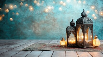 Ramadan Kareem Islamic backgrounds adorned with lanterns