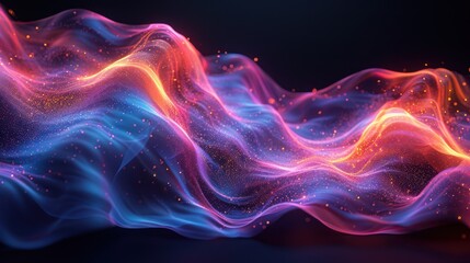 Wall Mural - Abstract Wave with Glowing Particles