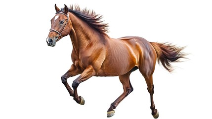 Naklejka na meble running brown horse isolated on white background 