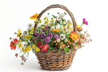 Poster - Pictured a flower basket in a white background.