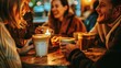 © McClerish - Friends Enjoying Drinks and Conversation in a Cozy Cafe
