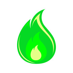 Wall Mural - magic green fire, halloween bright fireball graphics, hot flames spooky bonfire