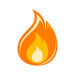 Wall Mural - fiery fire, bright fireball, hot flames and red hot bonfire cartoon illustration