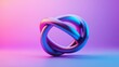 © Pro Hi-Res - Colorful abstract sculpture twisting in vibrant purple and blue light against a smooth gradient background, 3d illustration.