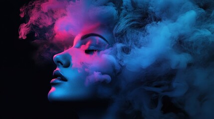 Poster - Woman with Smoke Surrounding Her Face