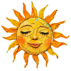 Poster - png colorful sun art with smiling face and rays