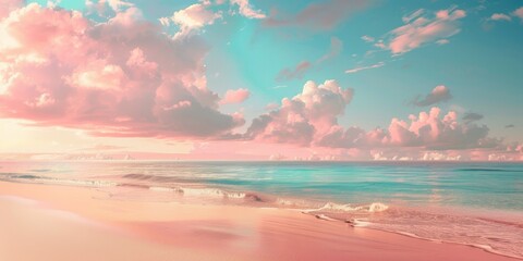 Wall Mural - the stunning beach with a sky of two blended colors