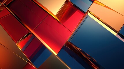 Wall Mural - Abstract Geometric Background with Red, Blue and Gold Colors.