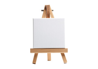 wooden easel with blank canvas isolated on a transparent or white background