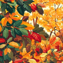 Wall Mural - autumn leaves on the ground