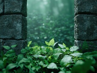 Poster - Lush green foliage in a secluded forest