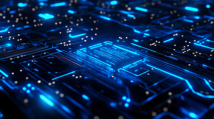 Blue chip electronic circuit technology background, futuristic abstract