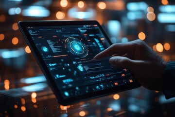 Wall Mural - data science, digital technology concept. computer science engineer programming on laptop at smart o