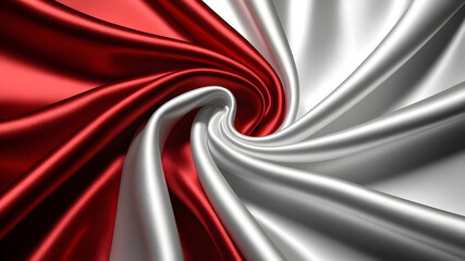 Wall Mural - red and white satin fabric background