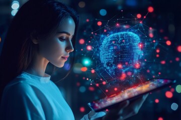 Wall Mural - data science. digital technology. computer programmer using digital tablet computer with ai artifici
