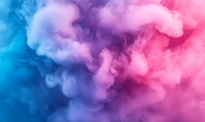 Wall Mural - Neon cloud. Ink water mix. Defocused pink blue purple color gradient glowing mist floating dreamlike abstract art background, Generative AI