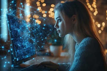 Wall Mural - digital technology, internet network connection, big data, digital marketing iot internet of things 