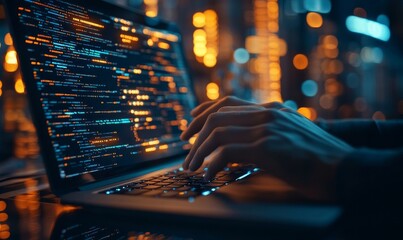 Wall Mural - data exchange, digital technology, cloud computing concept. computer programmer working with tablet 
