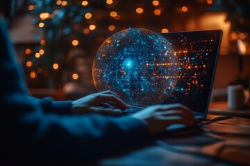 Wall Mural - digital technology, global internet network, ai artificial intelligence, big data concept. computer 