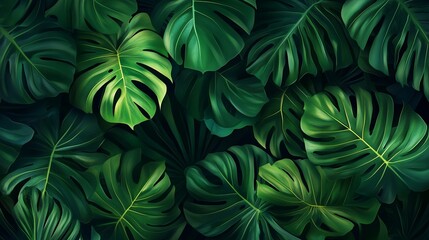 Wall Mural - Exotic Tropical Leaves for Lush Green Background Design