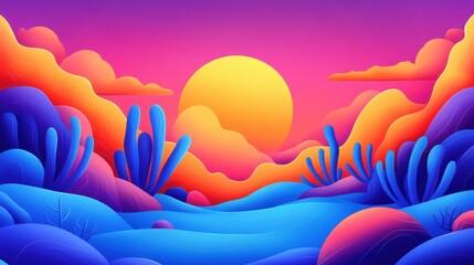 Poster - Dive into a vivid digital realm, where colors collide and shapes create a symphony of modern cartoon art.