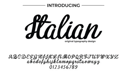 Wall Mural - Italian Font Stylish brush painted an uppercase vector letters, alphabet, typeface