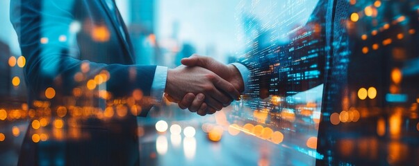 Wall Mural - business finance and investment concept. double exposure of businessman working on laptop computer a