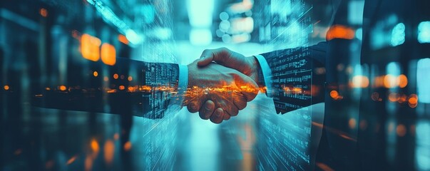 Wall Mural - business finance and investment concept. double exposure of businessman working on laptop computer a